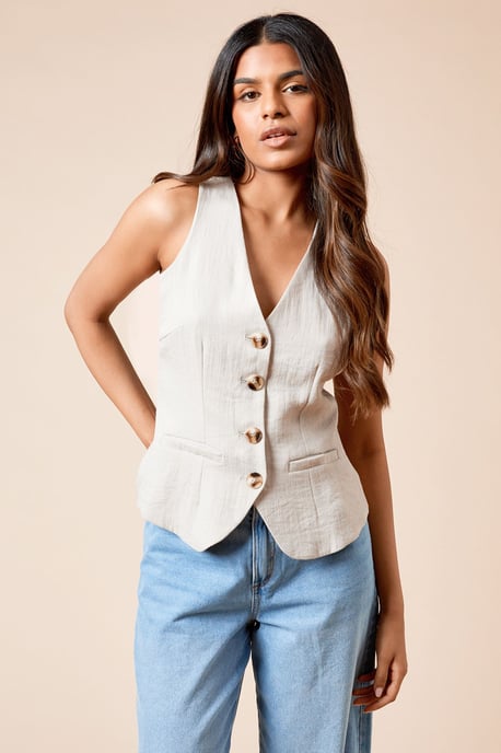 Petite Tailored Halter Neck Top - Image 1