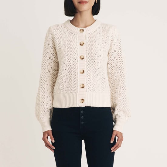 Women's Nobodys Child Pointelle Knitted Cardigan in Cream - Image 1