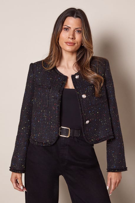Trim Detail Boucle Edge to Edge Jacket - Image 1