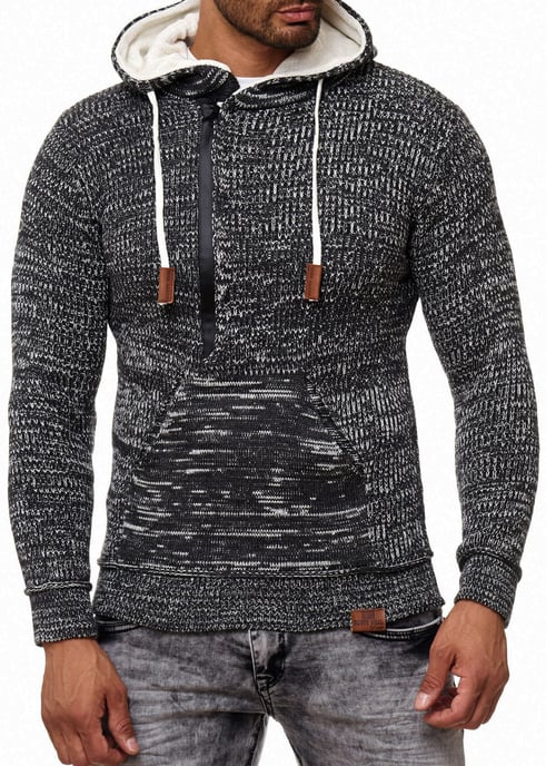 1/2 Zip Chunky Knit Slim Fit Hoodie - Image 4
