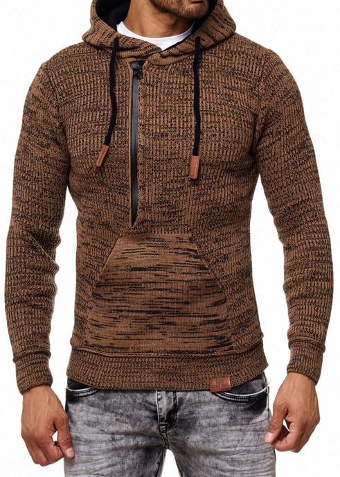 1/2 Zip Chunky Knit Slim Fit Hoodie - Image 4