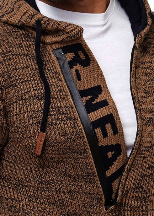 1/2 Zip Chunky Knit Slim Fit Hoodie - Image 6