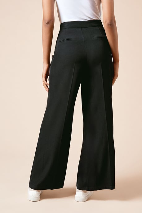 Petite Military Button Detail Wide Leg Trouser - Image 3