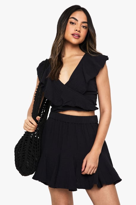 Cheesecloth Godet Hem Mini Skirt - Image 1