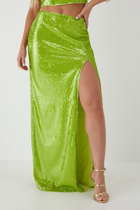 Sequin Split Leg Maxi Skirt - Image 2