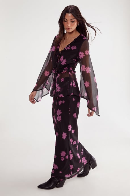 Ditsy Floral Chiffon Maxi Skirt - Image 1