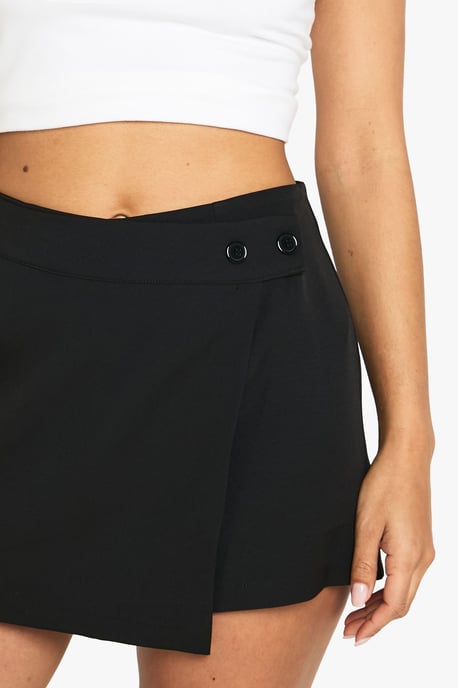 Woven Button Wrap Skort - Image 4
