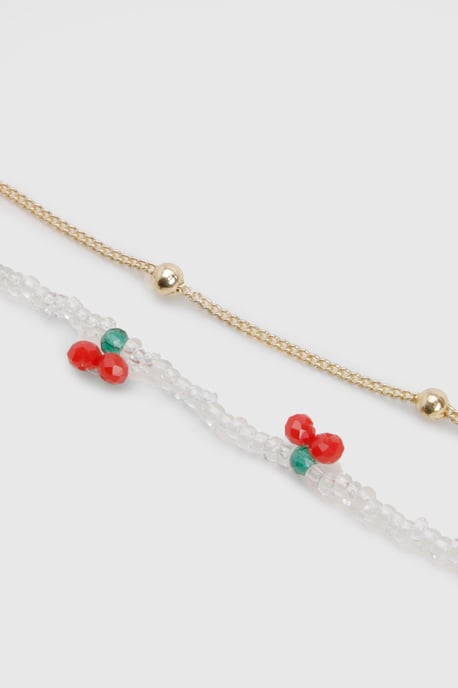 Cherry Beaded Anklet - Image 3
