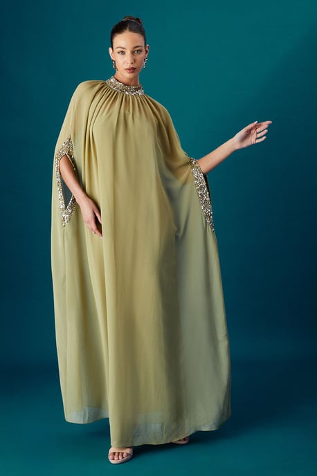 Chiffon Cape Bandeau Dress - Image 1