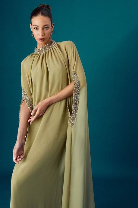 Chiffon Cape Bandeau Dress - Image 2