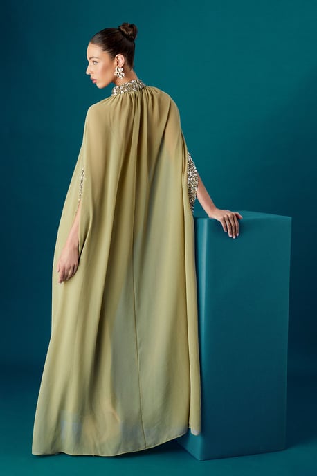 Chiffon Cape Bandeau Dress - Image 3