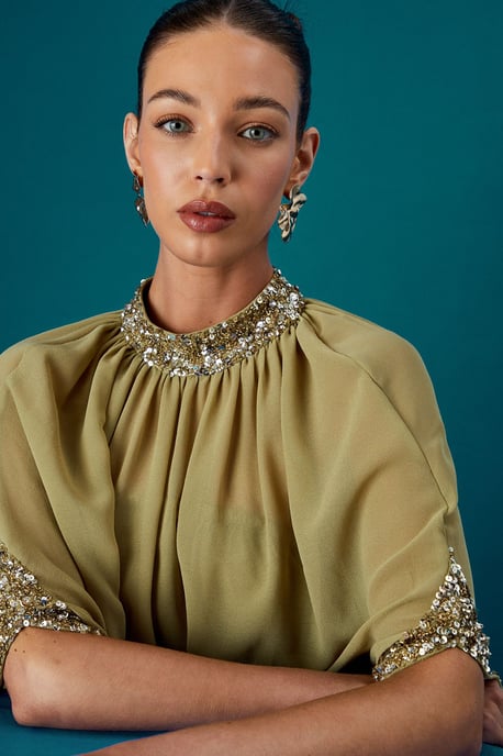 Chiffon Cape Bandeau Dress - Image 4