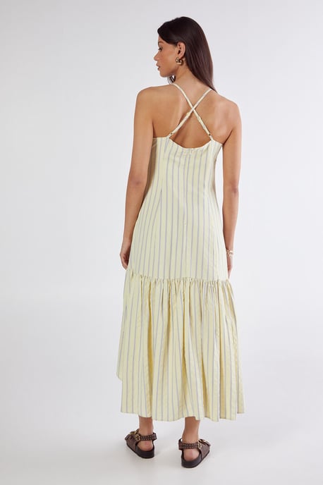 Textured Stripe Dipped Hem Maxi Dress - Image 4
