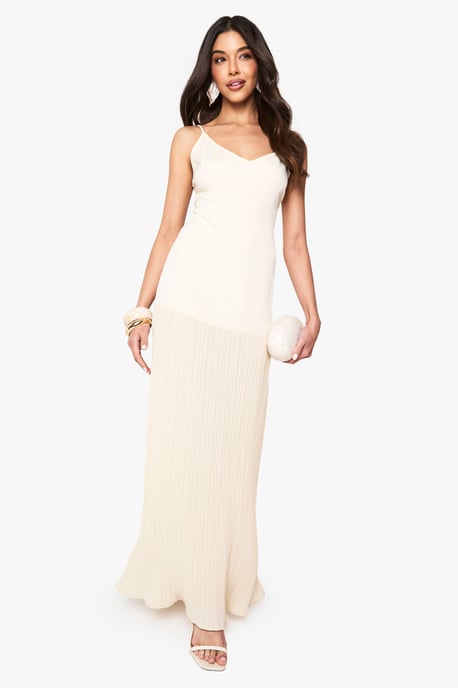 Dropped Waist Pleated Maxi Dress - Image 1
