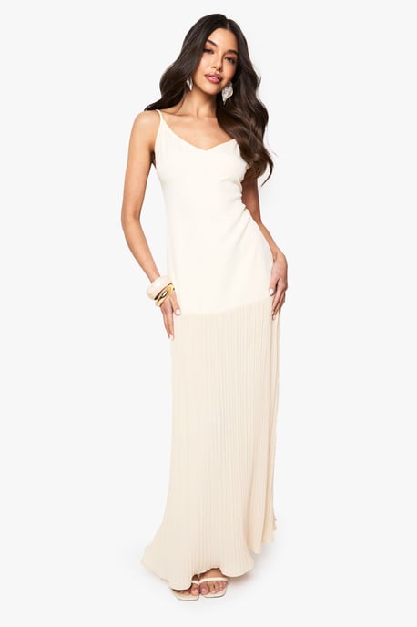 Dropped Waist Pleated Maxi Dress - Image 3