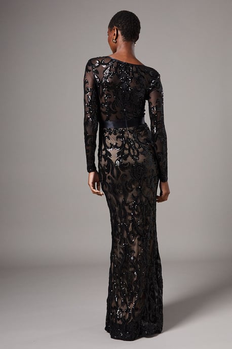 Long Sleeve Sequin Maxi Dress - Image 3