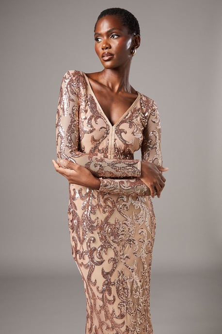 Long Sleeve Sequin Maxi Dress - Image 2