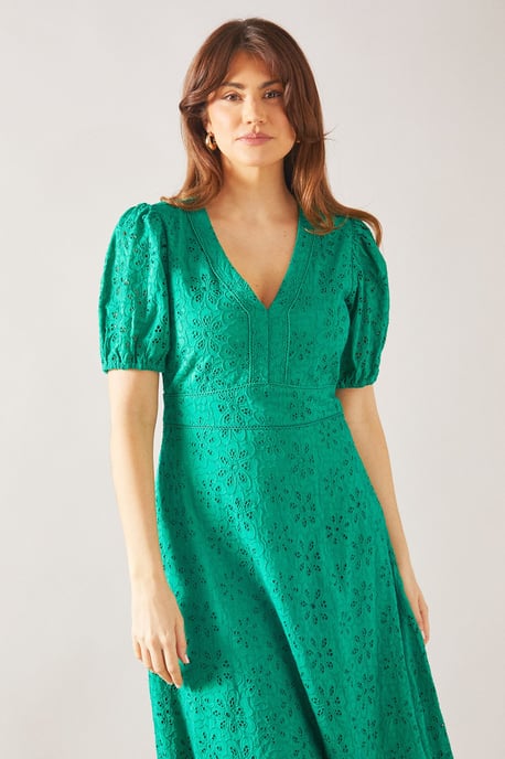 Floral Broderie Fit & Flare Midi Dress - Image 2
