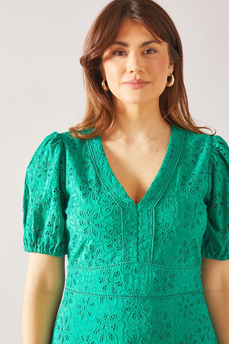 Floral Broderie Fit & Flare Midi Dress - Image 3