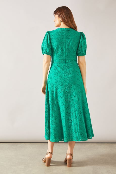 Floral Broderie Fit & Flare Midi Dress - Image 4