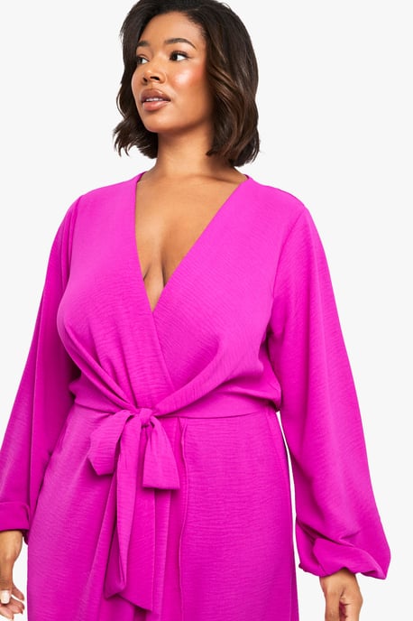 Plus Textured Tie Detail Maxi Dress - Image 4