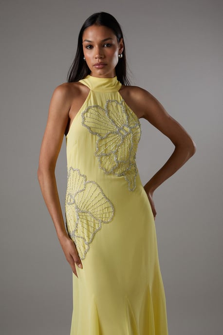 Embellished Maxi Dress With Godet Pleats - Image 2