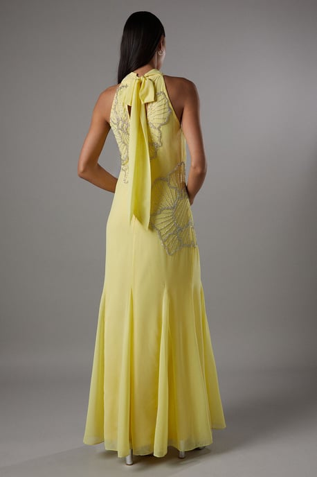 Embellished Maxi Dress With Godet Pleats - Image 3