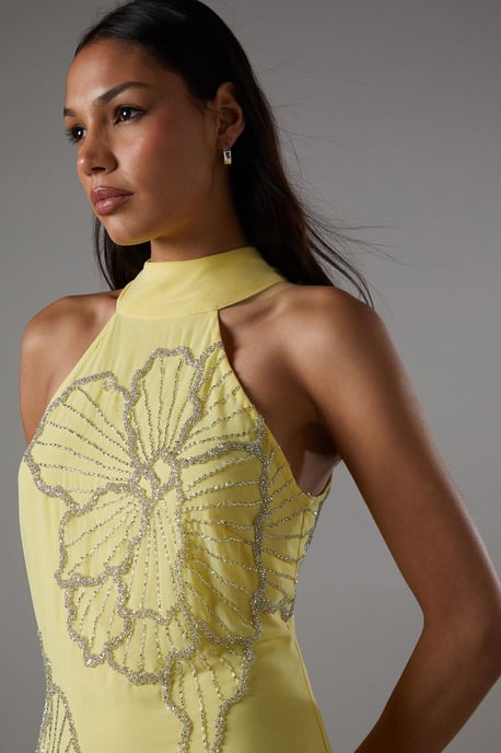 Embellished Maxi Dress With Godet Pleats - Image 4