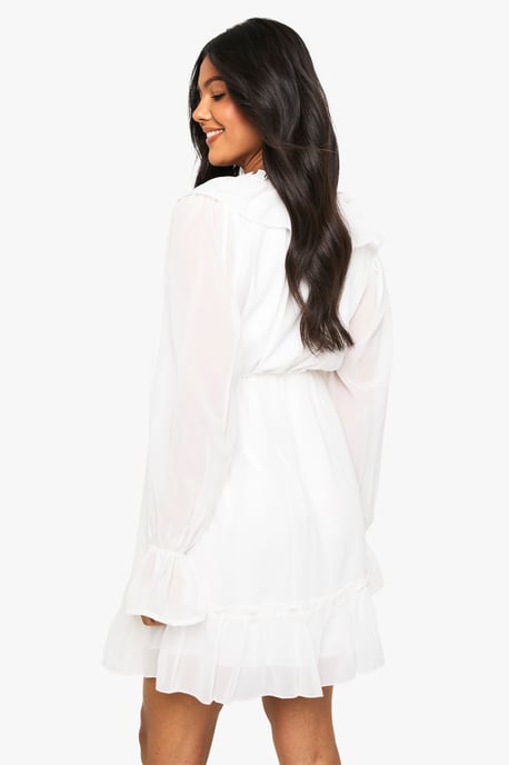 Maternity Chiffon Long Sleeve Ruffle Dress - Image 2