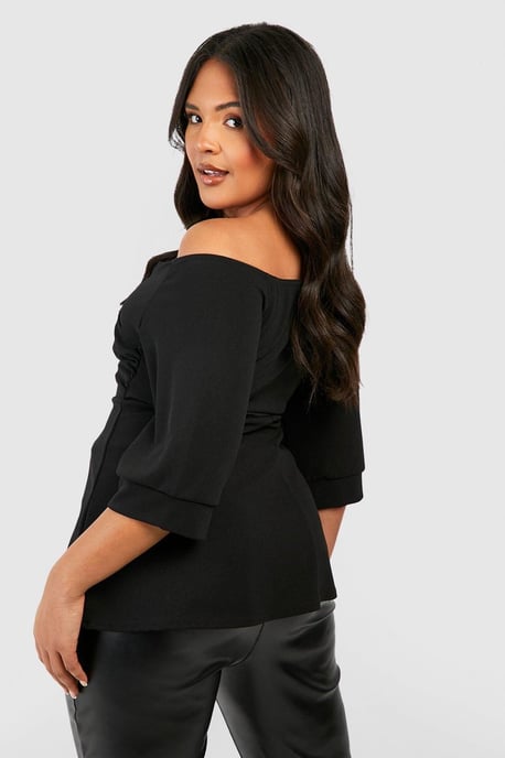 Plus Scuba Bardot Peplum Top - Image 2
