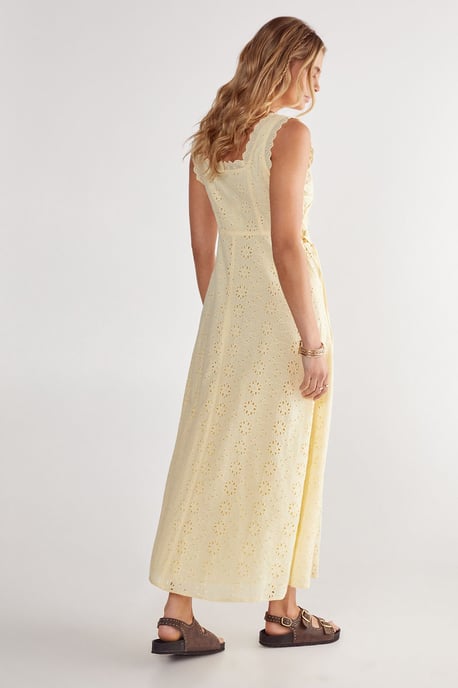 Soft Corset Broderie Lace Up Side Midi Dress - Image 4