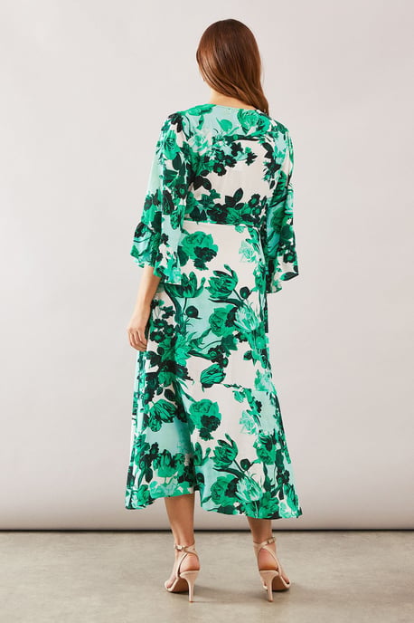 Floral Wrap Ruffle Midi Dress - Image 4
