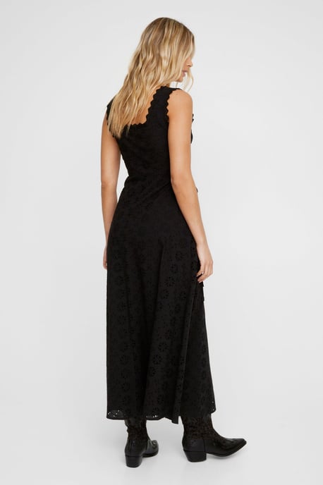 Soft Corset Broderie Lace Up Side Midi Dress - Image 4