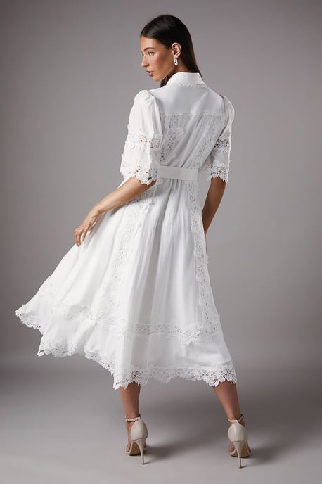 Lace Panelled Belted Shirt Dress - Image 3