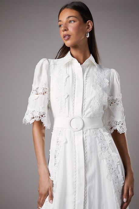 Lace Panelled Belted Shirt Dress - Image 4