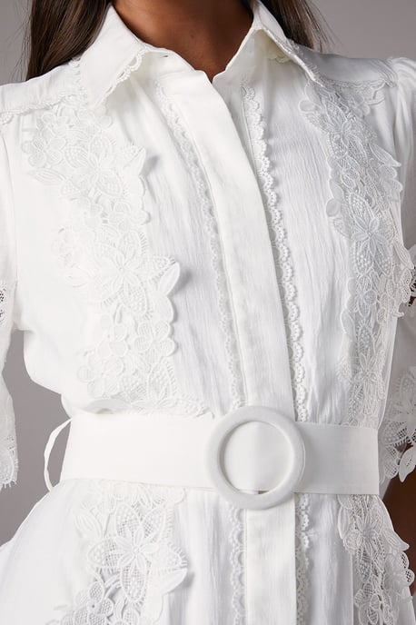 Lace Panelled Belted Shirt Dress - Image 5