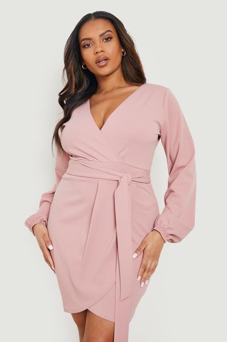 Plus Tie Belt Wrap Dress - Image 1