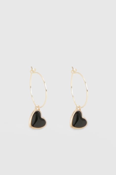 Black Heart Drop Earrings - Image 1