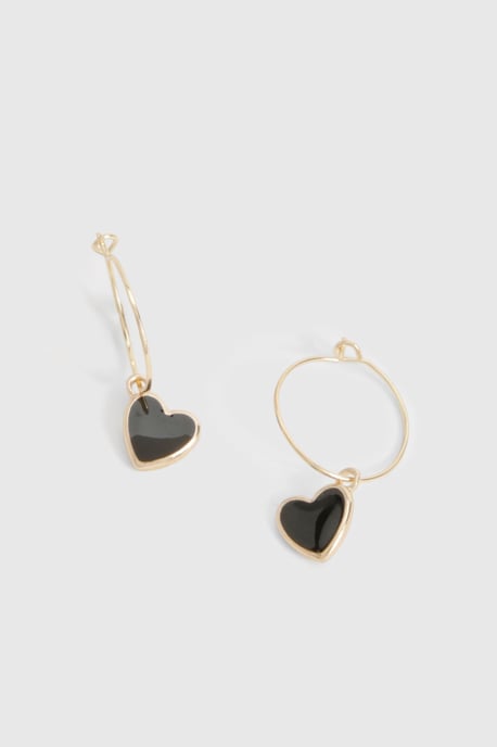 Black Heart Drop Earrings - Image 2