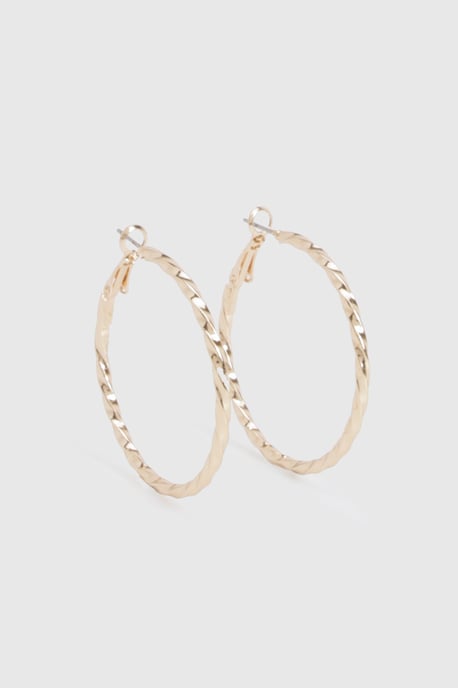 Gold Twisted Hoop Earrings - Image 2