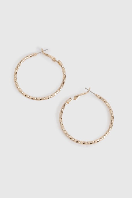 Gold Twisted Hoop Earrings - Image 3
