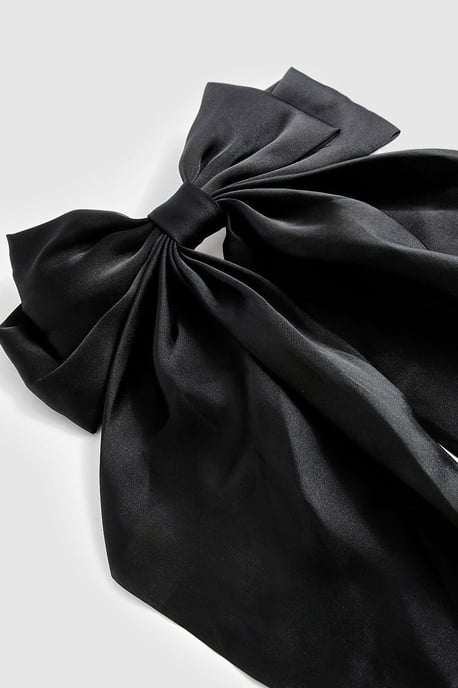 Black Large Satin Bow Hair Clip - Image 3