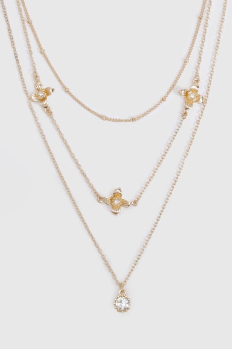 Flower Detail Layered Necklace - Image 2