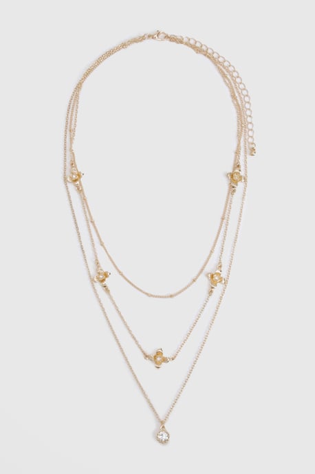 Flower Detail Layered Necklace - Image 3