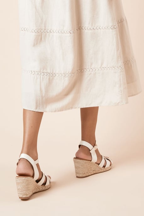 Danica Faux Leather Cross Strap High Espadrille Wedge Sandals - Image 4
