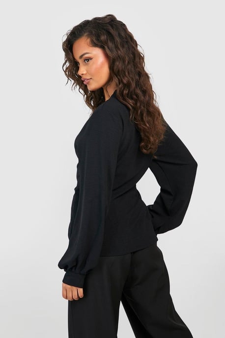 Hammered Volume Sleeve Fitted Blouse - Image 2
