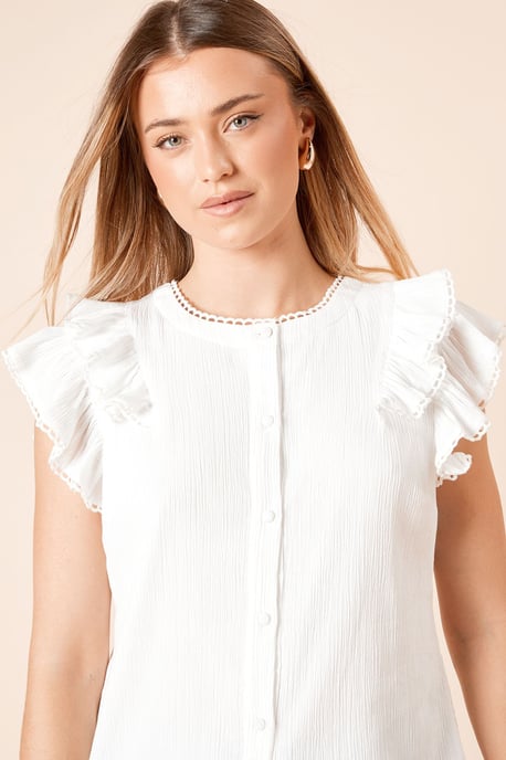 Lace Trim Button Up Top - Image 3