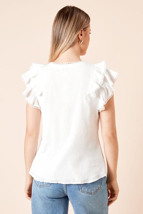 Lace Trim Button Up Top - Image 4