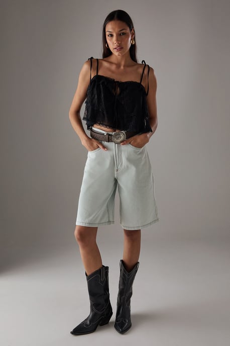 Bohemian Lace Strappy Cropped Cami Top - Image 2