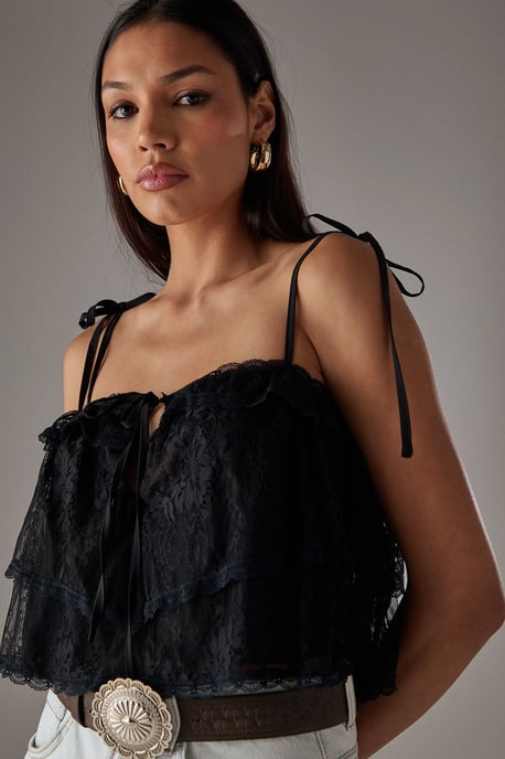 Bohemian Lace Strappy Cropped Cami Top - Image 4